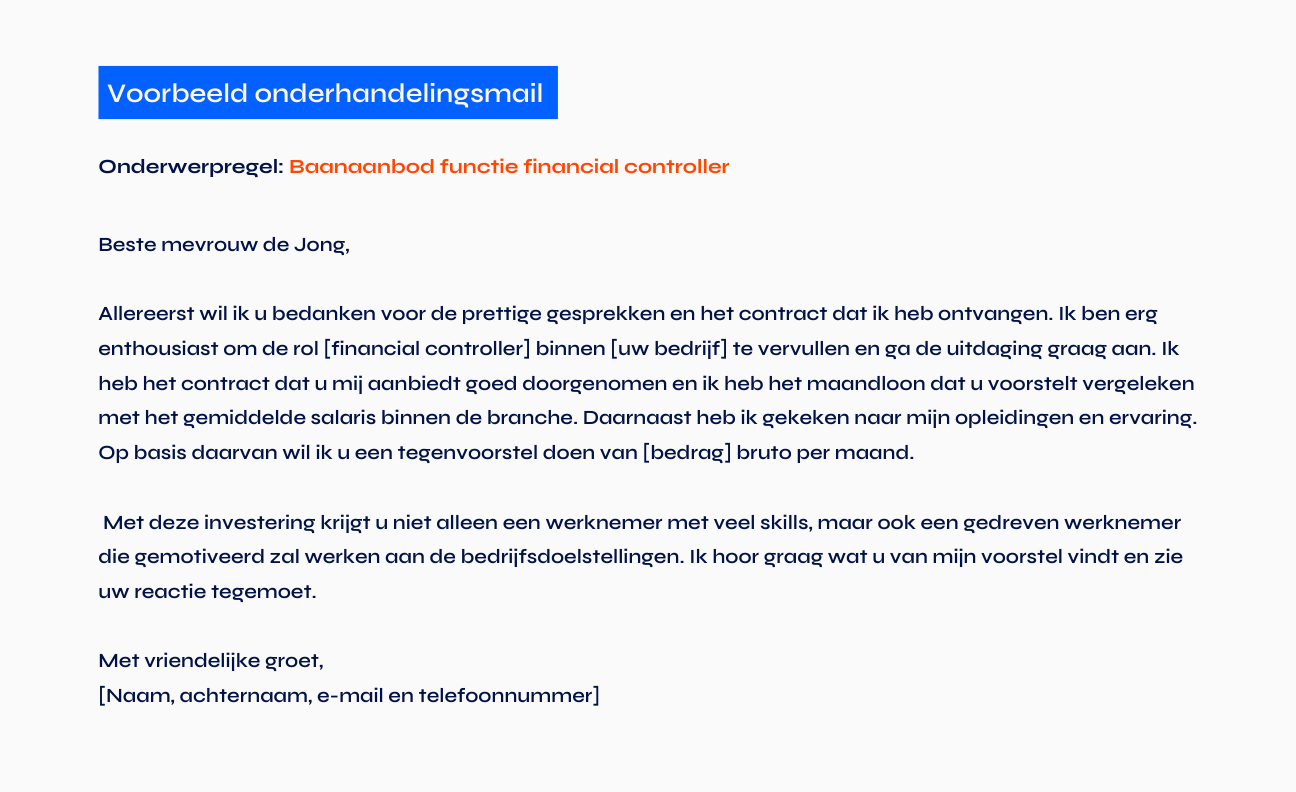 Voorbeeld onderhandelingsmail